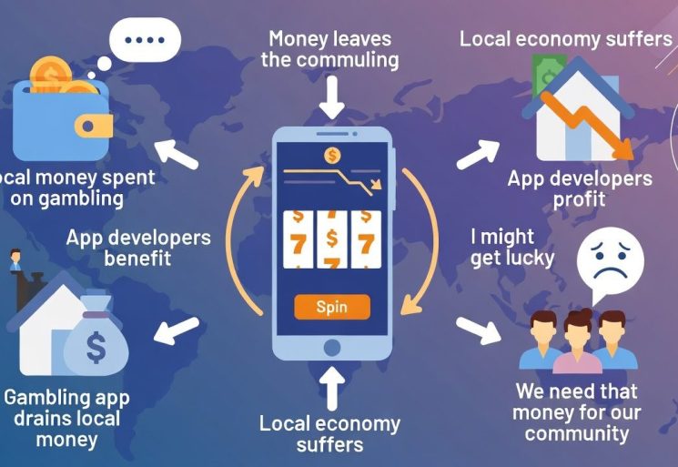 digital gambling app draining money from a local market